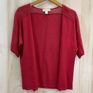 Coldwater Creek Red Short Sleeve Cardigan Silk L